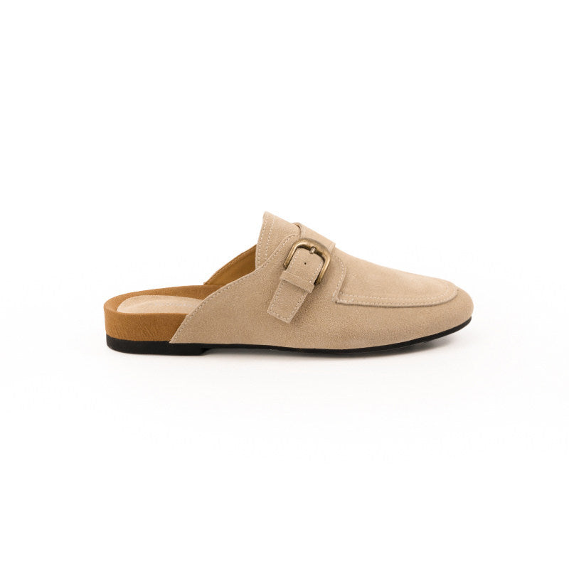 Women's Mom Color Round Toe Buckle Slip-on Leisure Commute Muller Half Slippers