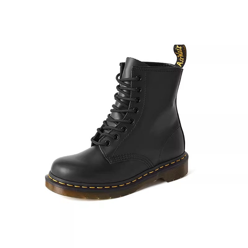 Black Classic Martin British Style Hard Unisex Short Glossy Boots