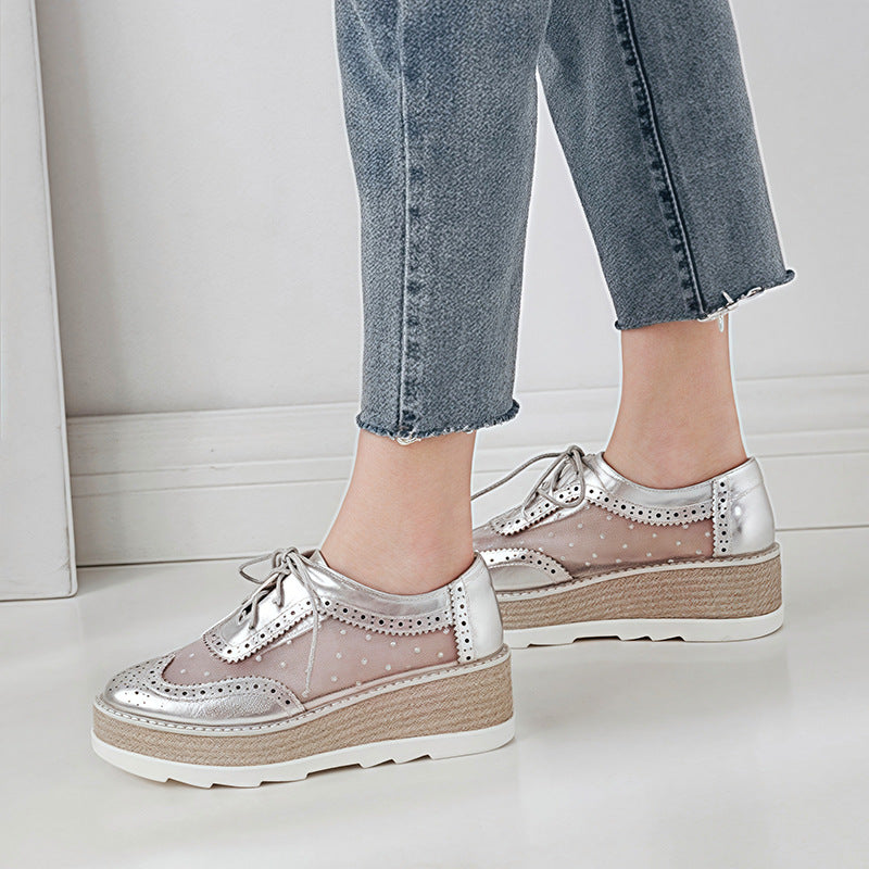 Brogue Small British Style Platform Wedge Women's Casual Shoes