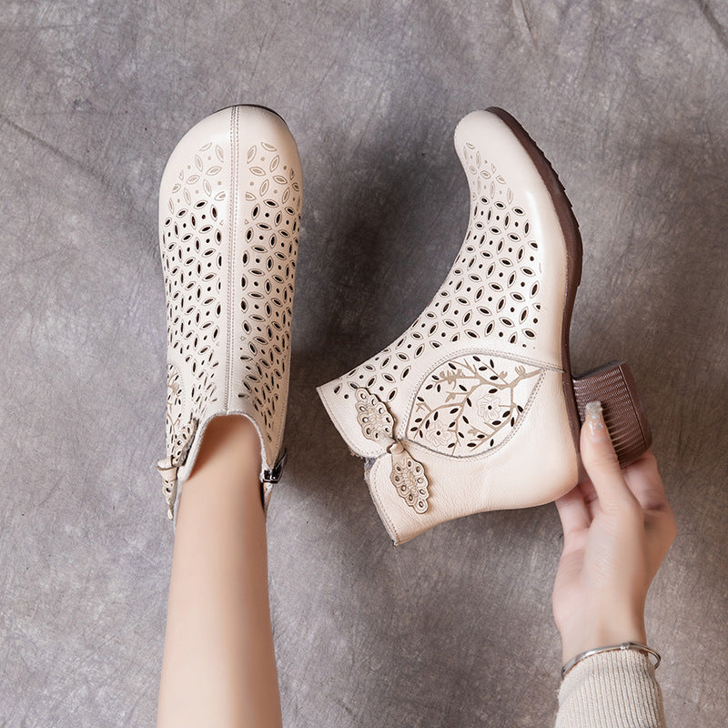 Women's Thick High Retro Ankle Breathable Hole Women's Shoes