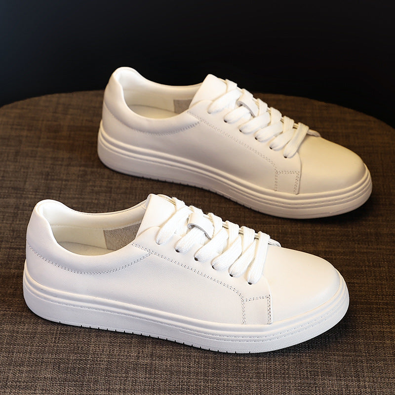 Women's Layer Cowhide Low-cut Authentic White Western Style Leisure Flat Women's Casual Shoes