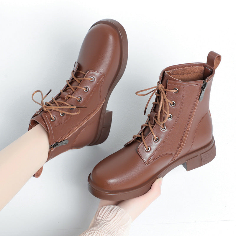 Women's Martin Height Increasing Insole Small Brown Boots