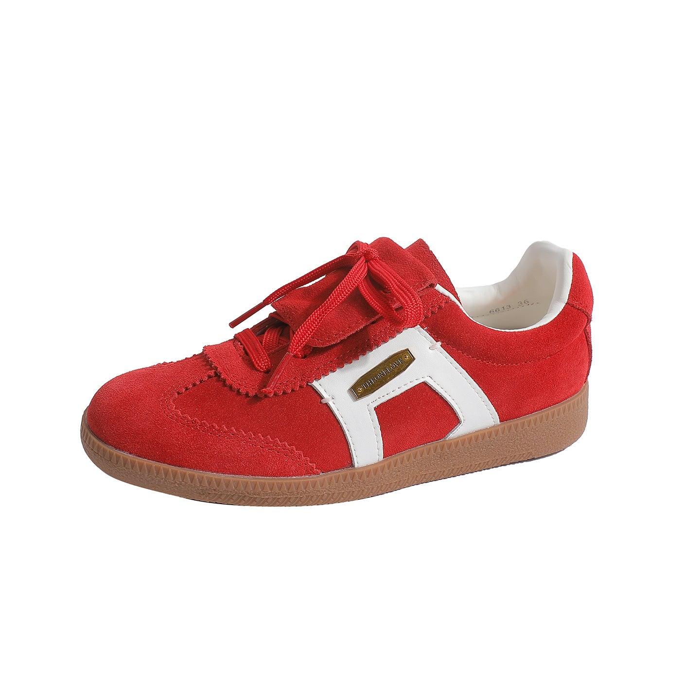 Women's Vintage Red German Training Soft Back Thick Sneakers