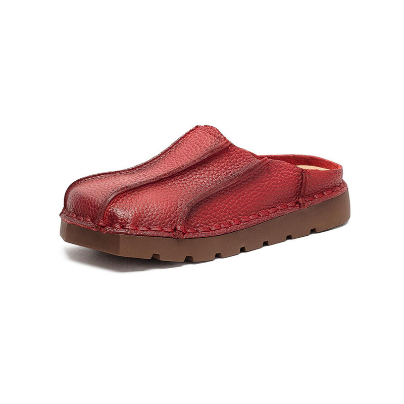 Women's Shell Toe Ethnic Style Leisure Pump Top Layer Cattlehide Women's Shoes