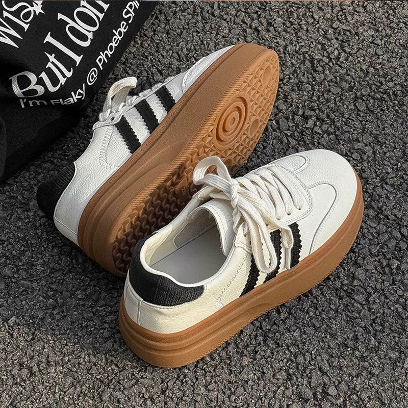 Women's German Training Simple White Height Increasing Sneakers
