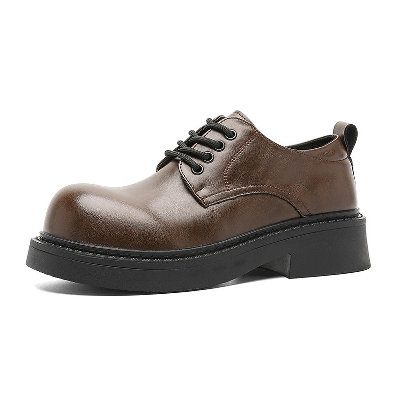 Fashion Derby Thick Bottom Increased Niche Men's Casual Leather Shoes