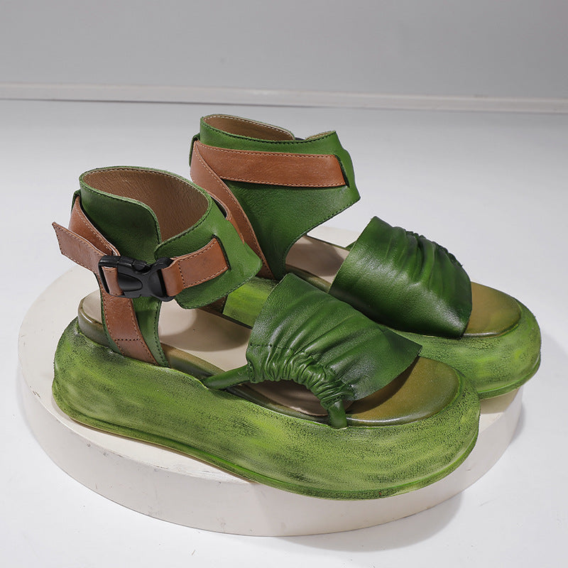 Women's Summer Retro Platform Fashionable Elegant Soft Sandals