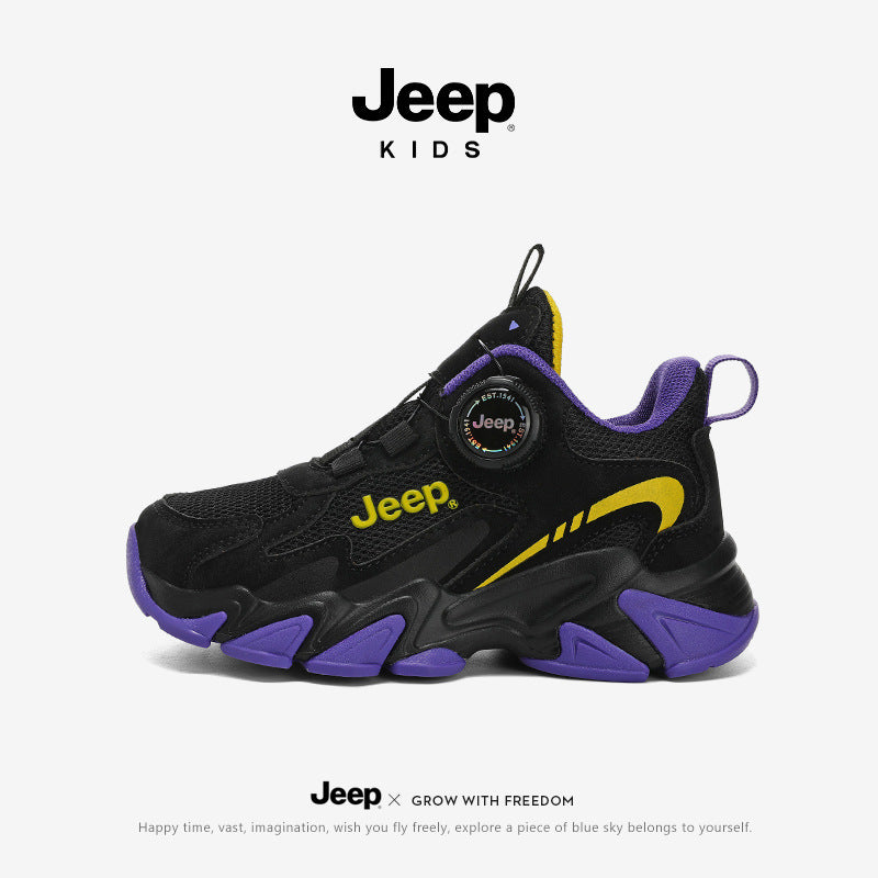 Children's Spring Mesh Surface Breathable Rotary Button Children's Sports Shoes