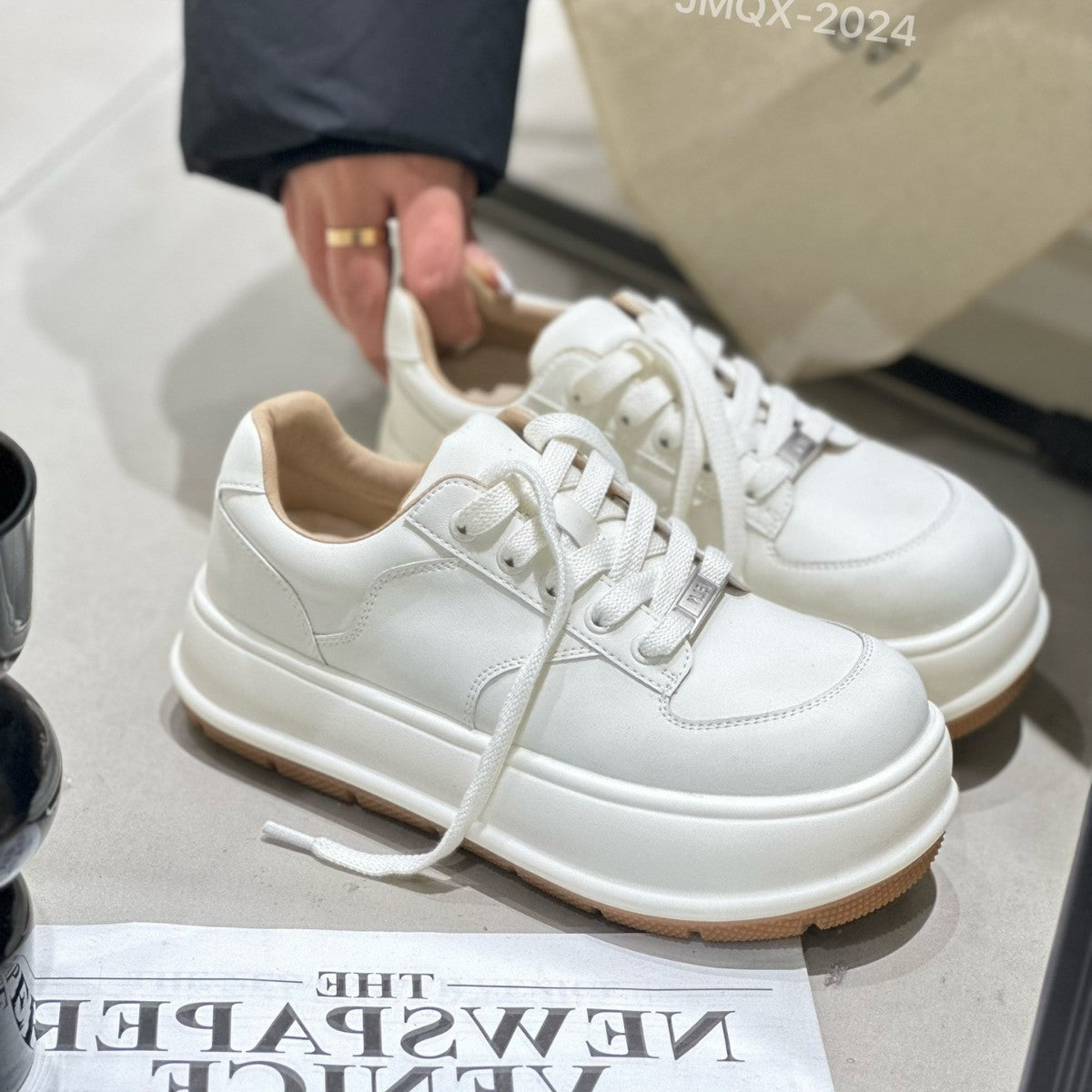 Women's Large Size Genuine Platform White Autumn Super Popular Thick Bottom Women's Casual Shoes
