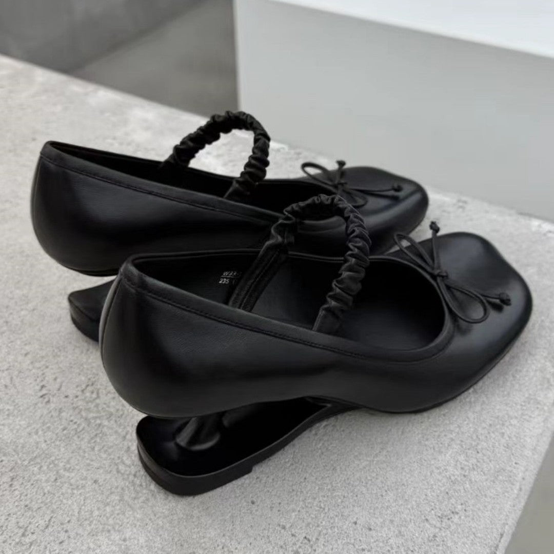 Style Retro Elegant High Fairy Suspension Profiled Bow Mary Heels