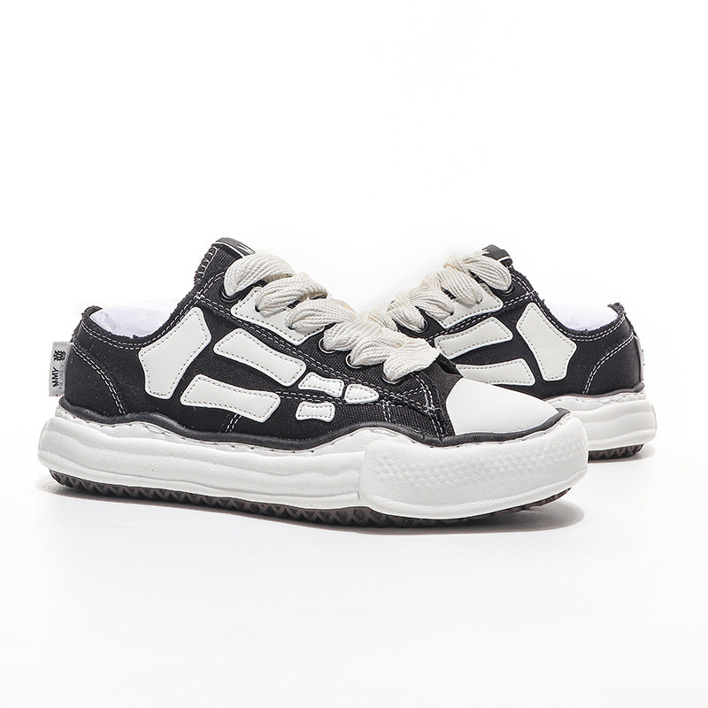 Men's Bone Dissoing Black White Platform For Men's Sports Shoes