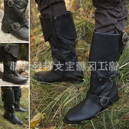Autumn Round Toe Flat Bottom Plus Women's Leather Boots