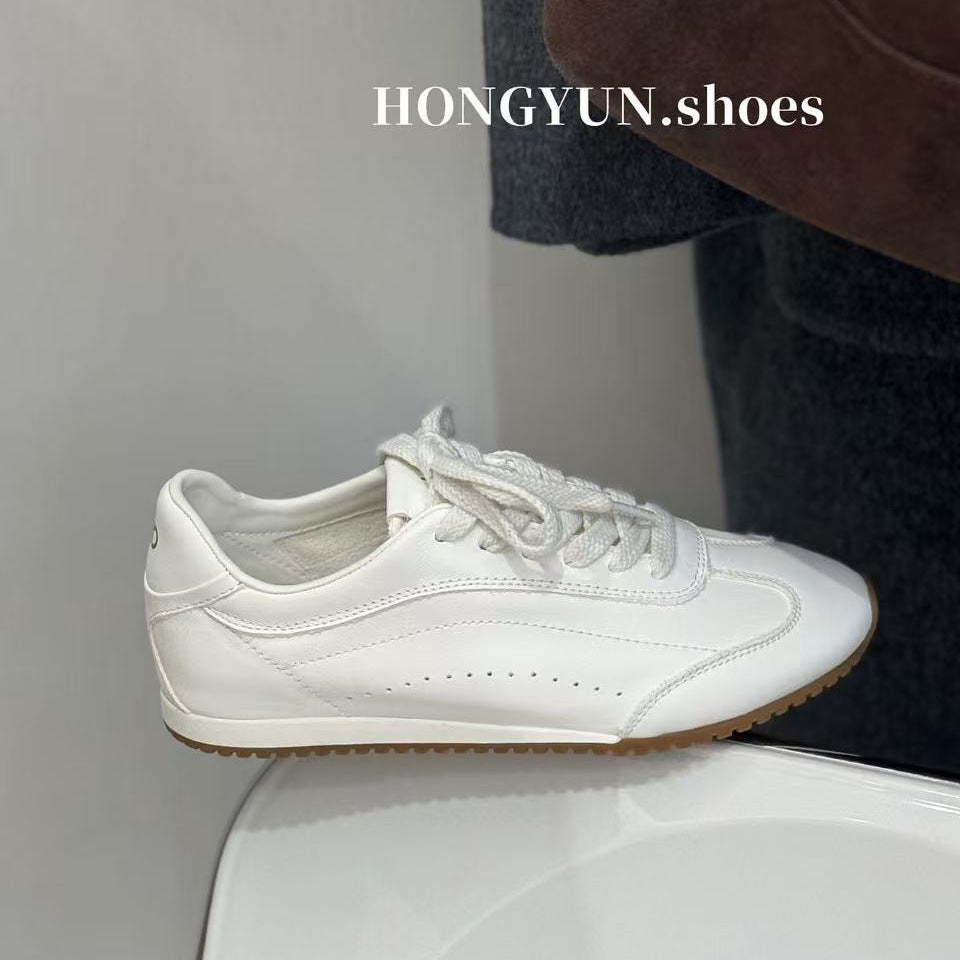 Red Rhyme Cow Suede Stitching Sports German Training Retro Easy Women's Casual Shoes