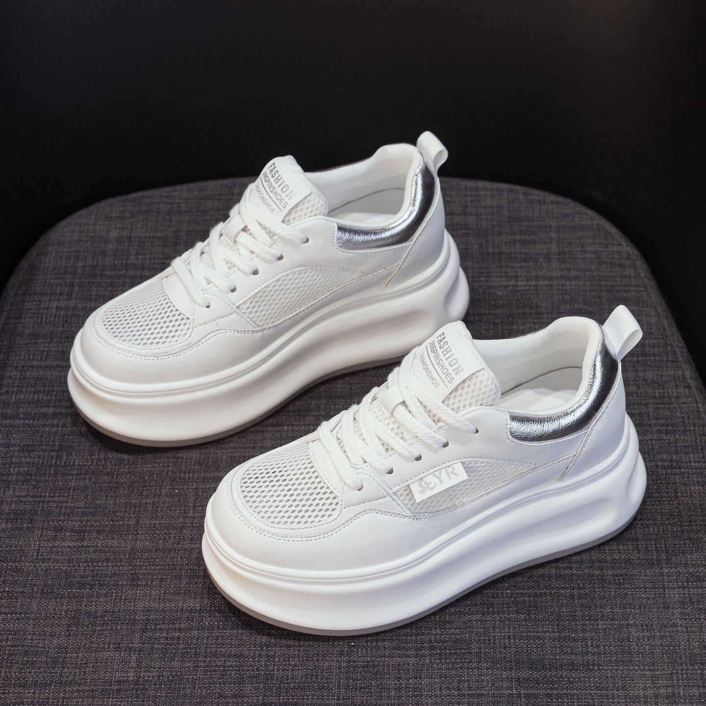 Women's White Summer Platform Height Increasing Insole Fashion Women's Shoes