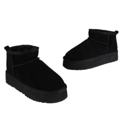 Innovative Cowhide Warm Platform Female Heightened Snow Boots