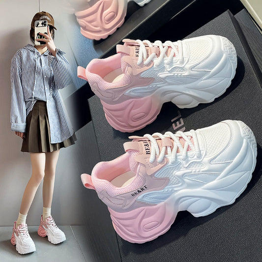 Women's Breathable Mesh Sports Thick Bottom Small Casual Shoes