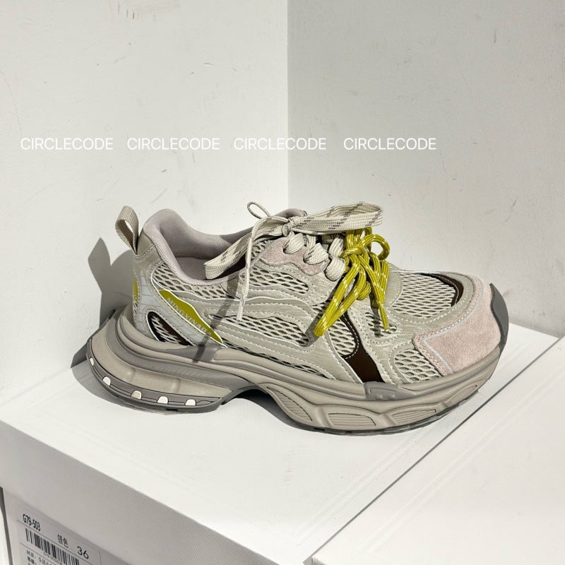 Women's Genuine Breathable Mesh Platform Heightened Daddy Spring Women's Sports Shoes
