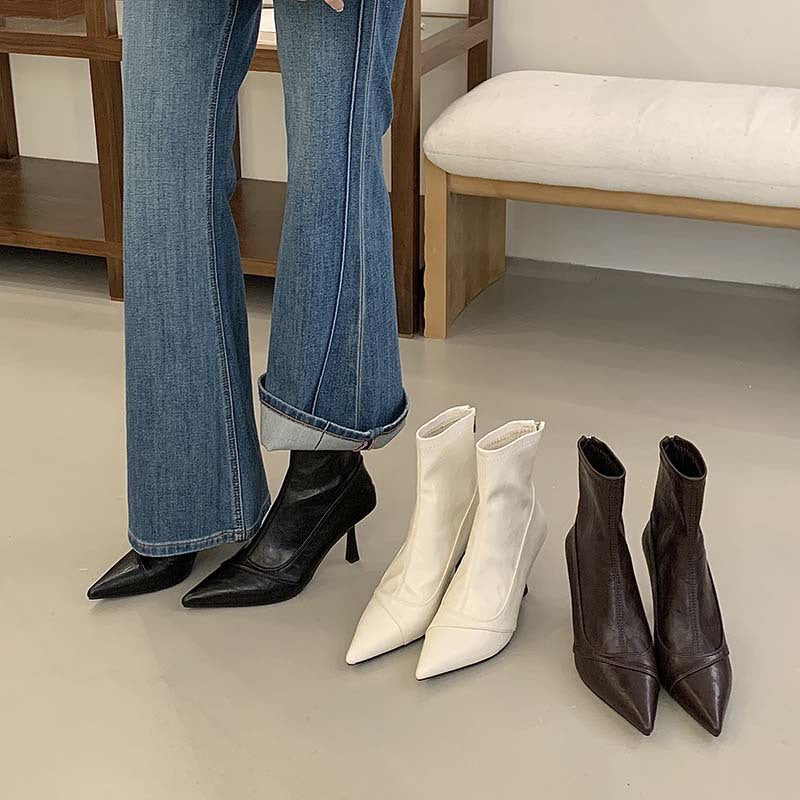 Martin Back Zipper Commuter Booties White Boots