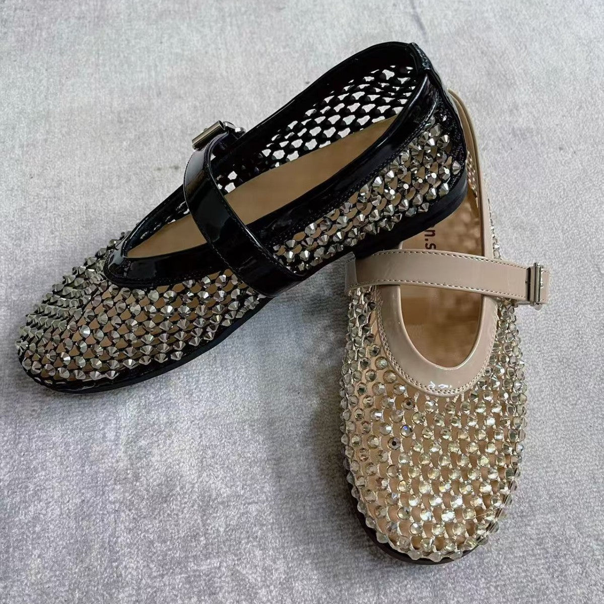 Diamond Mary Jane Summer Elegant Cowhide Flat Soft Sandals