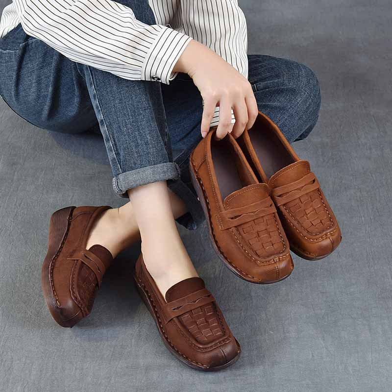 Mom Comfortable Soft Tendon Bottom Wedge Top Layer Casual Shoes