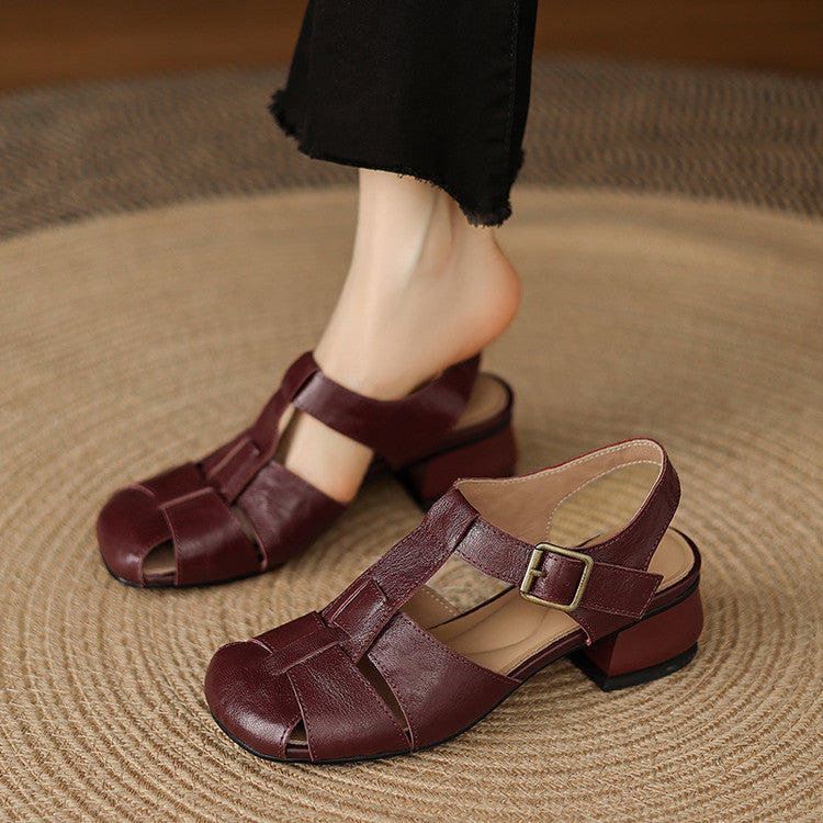 Women's Style Open Toe Roman Summer Round Stiletto High Heeled Sandals