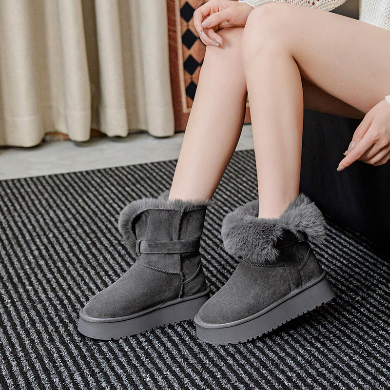 Women's Height Increasing Insole Two-way Thick Bottom Super Women's Snow Boots