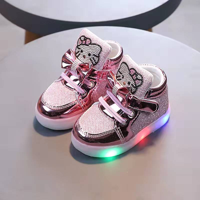 Children's Princess For Rhinestone Breathable Light Up Kid's Sneakers