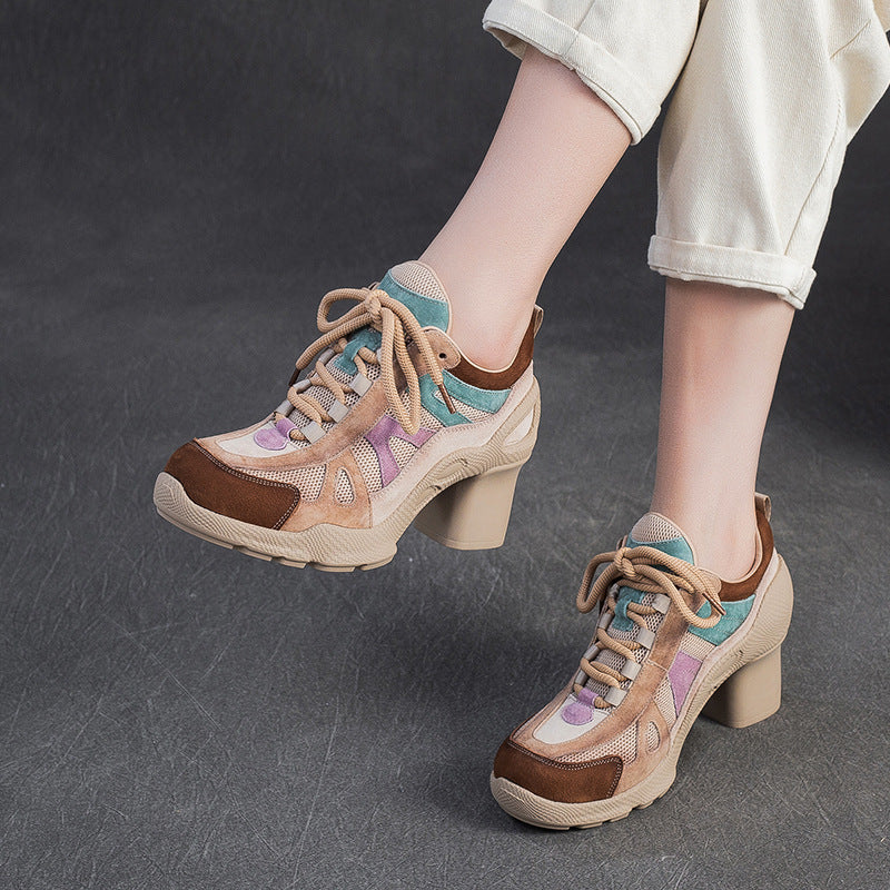Breathable Sports Style High Pumps French Women's Casual Shoes