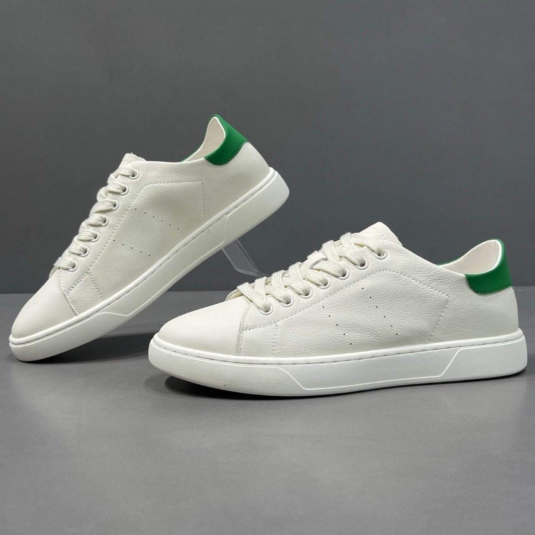 Men's Genuine White Solid Color Flat Breathable Men's Board Shoes