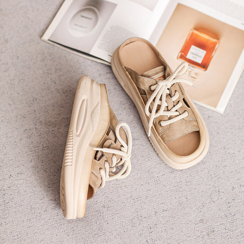Women's Summer Retro First Layer Cowhide Leisure Slippers