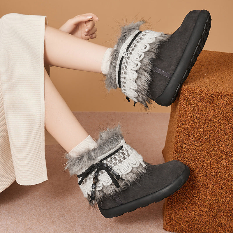 Women's Platinum Big Head Thick Warm Cotton Boots