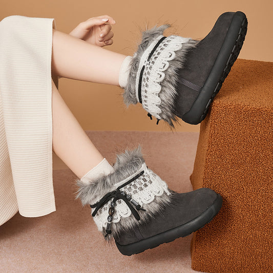 Women's Platinum Big Head Thick Warm Cotton Boots