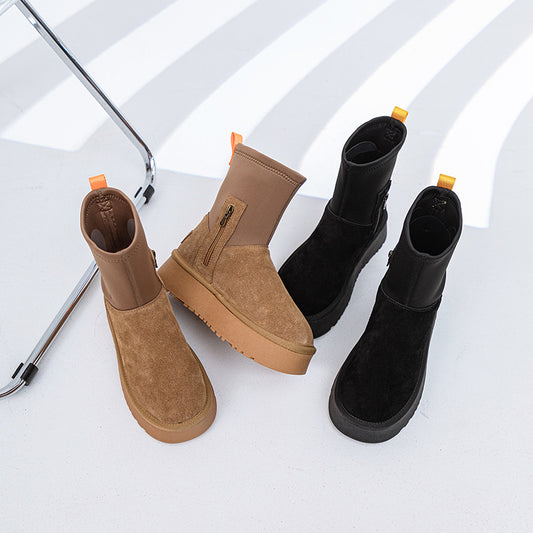 Women's Yan Winter Genuine Thick Bottom Skinny Stretch Snow Boots