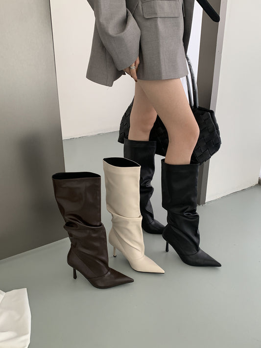 Women's Fashion High-heel Gentle Classy Stilettos White High Boots
