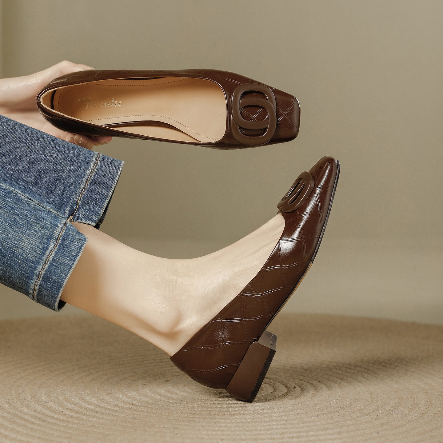 Women's Toe Low-cut Chunky Soft Not Tired Heels