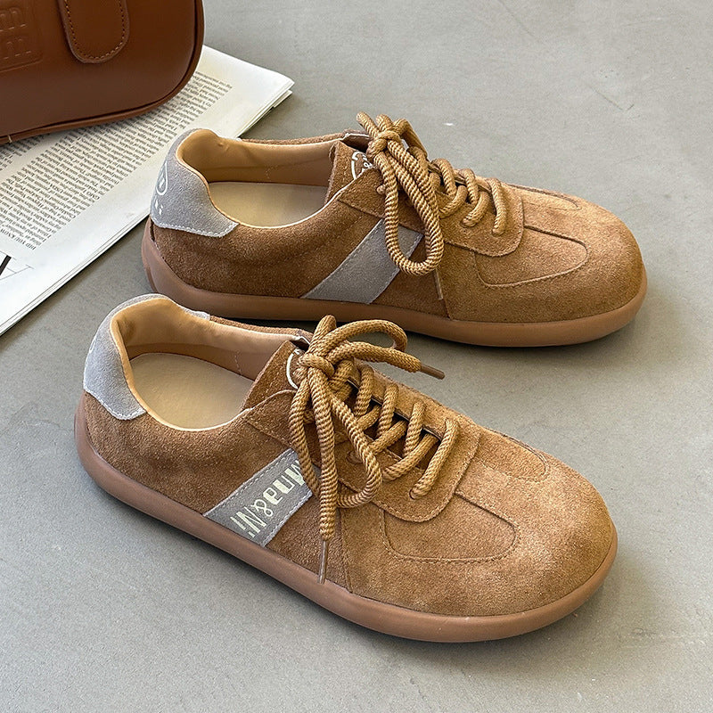 Women's German Training Spring Matte Round Toe Lace Color Casual Shoes