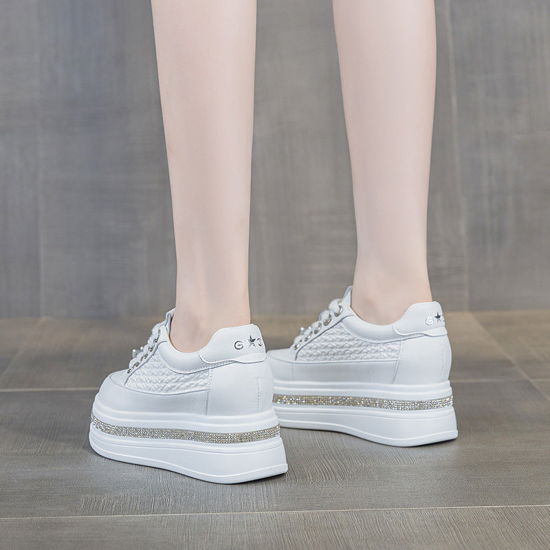 Thick Bottom Beads Background Rhinestone Heightened Easy Women's Casual Shoes
