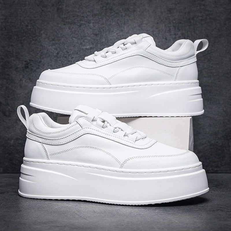 Men's Platform White Low Top Shallow Mouth Sneakers