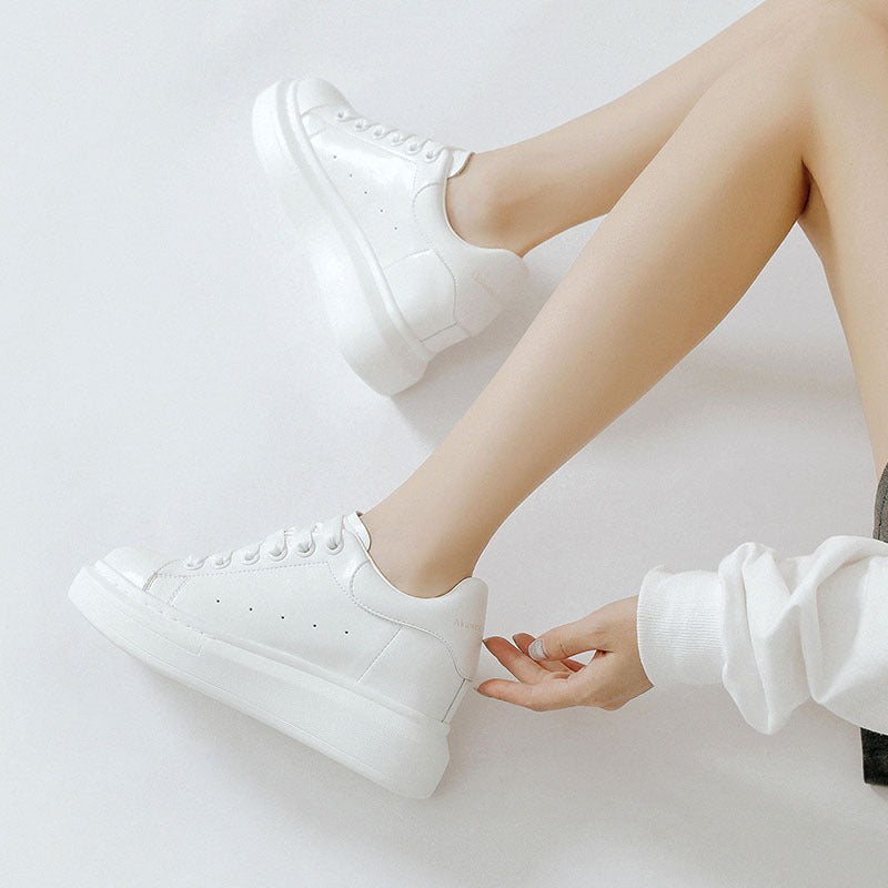 Women's White Autumn Breathable Hidden Platform Sports Women's Board Shoes