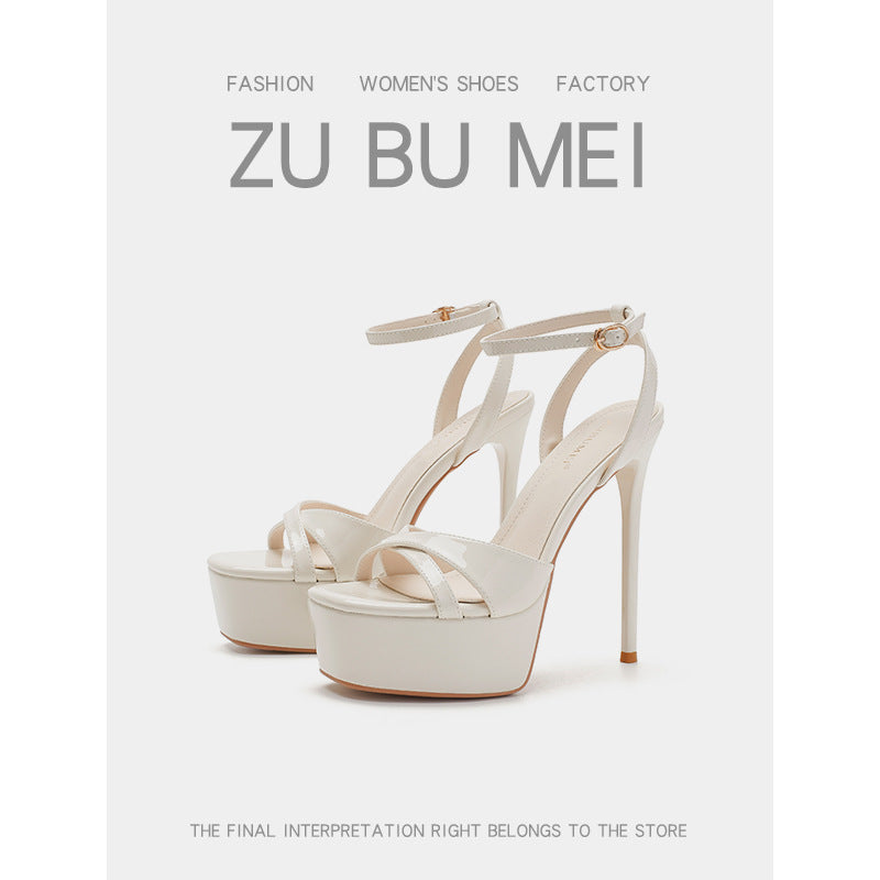 Sexy Open Toe Waterproof Platform Female Square Stiletto Not Sandals