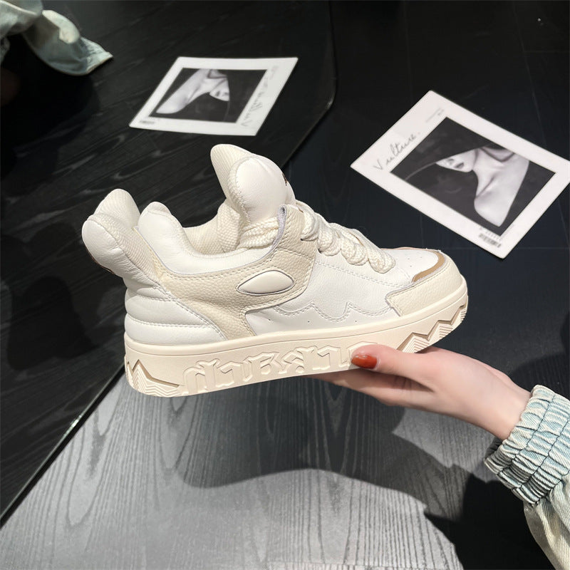 Women's Little Devil Tail Puff White Comfortable Board Sneakers