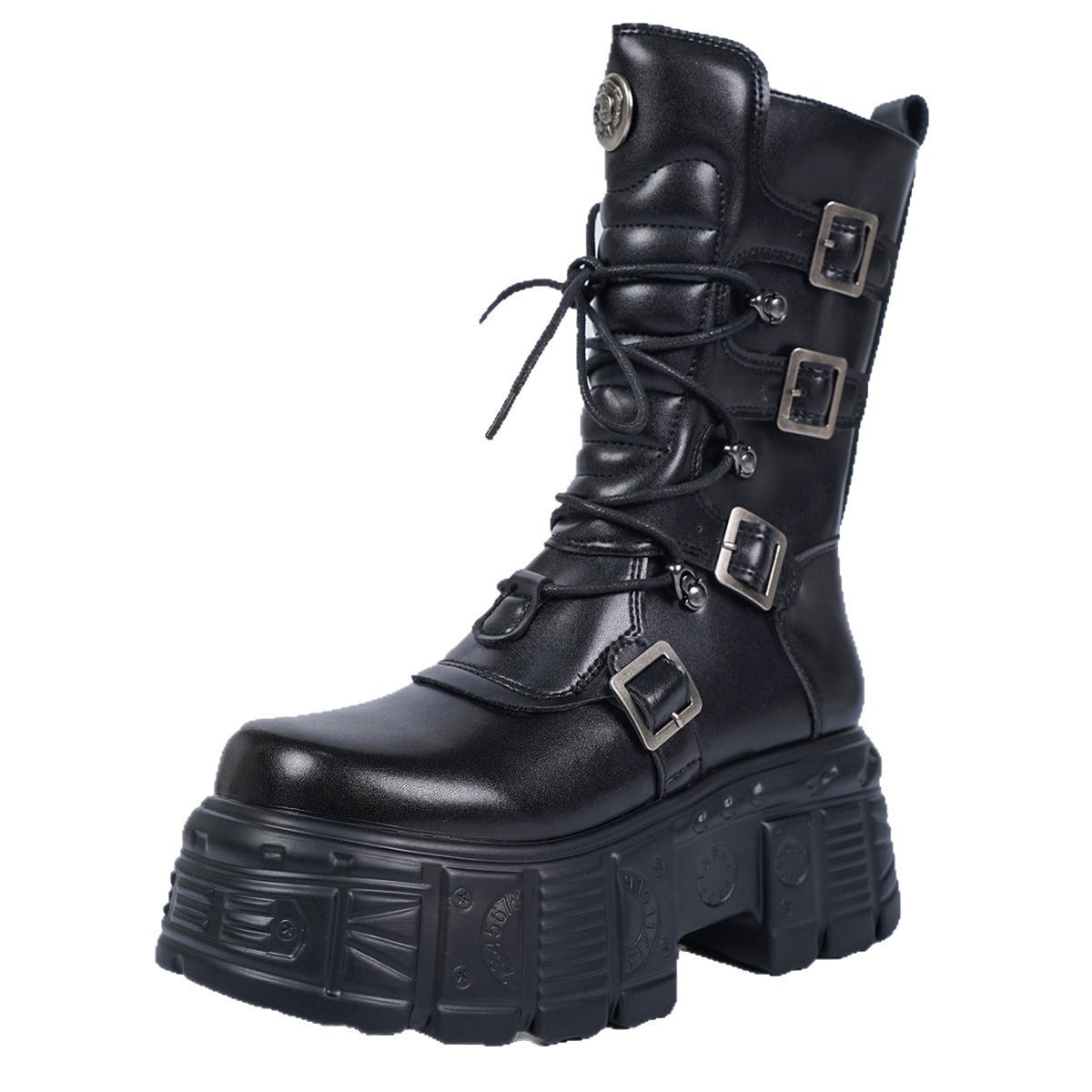Women's Dark Punk Platform Middle Gothic Martin Retro Boots