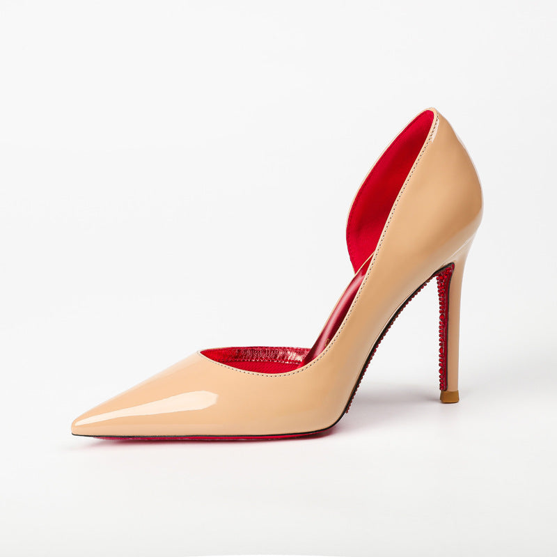 Air Cotton Side Empty Pointed Red High Sexy Temperament Shallow Women's Fashion Shoes