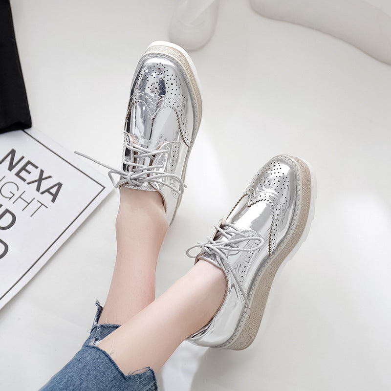 Brogue Small British Style Platform Wedge Women's Casual Shoes