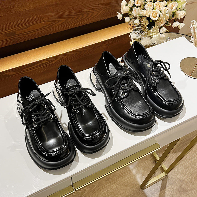 Jane British Style Authentic College Raise The Bottom Leather Shoes