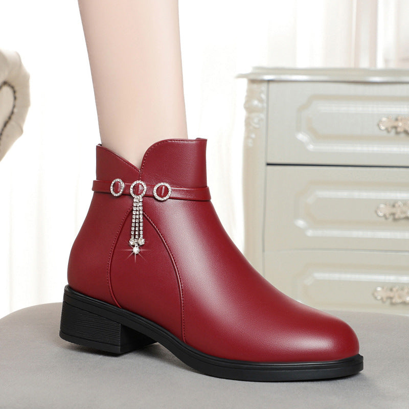 Women's Mother's Soft Bottom Short Mid Fleece-lined Women's Shoes