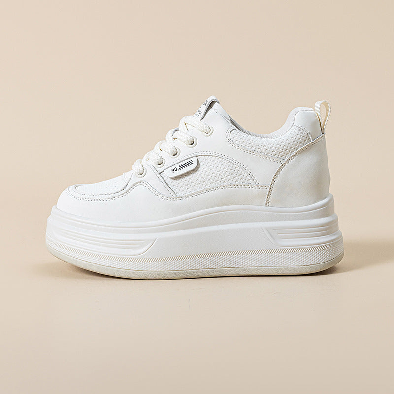 Women's Mesh White Thick Bottom Heighten Small Women's Casual Shoes