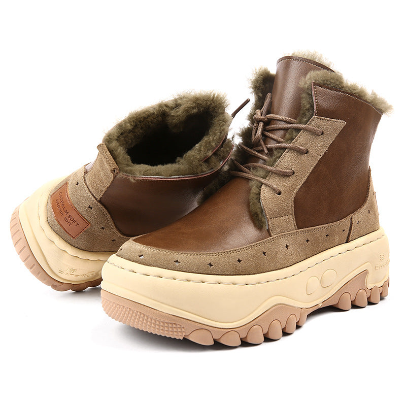 Women's Warm Platform Ankle Female Winter With Snow Boots
