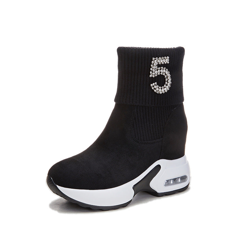 Hight Increasing Martin Female Wool Mouth Stretch Women's Shoes