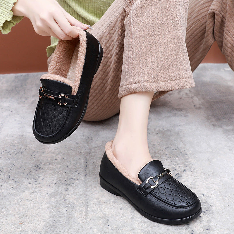 Women's Winter Fleece-lined Warm Fashion Outdoor Slip-on Women's Shoes